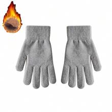 1双男女冬季保暖手套全指针织手套女士男士冬季保暖户外滑雪内衬手套骑行手套