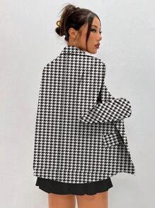 Women Casual Elegant Houndstooth Print Blazer