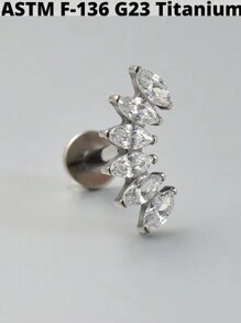 1 件榄尖形锆石 G23 纯钛耳钉 16G 内螺纹 Cz 花形耳轮耳屏穿孔珠宝情人节、妈妈、母亲、母亲节、礼物 - 如圖 - 查看 14