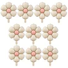 5/10pcs 18inch Daisy Flower Foil Balloon, Matte Sunflower Floral Aluminum Balloon For Theme Party Supplies Birthday Party Wedding Anniversary Decoration, Christmas