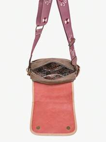 Bolso cruzado de moda para mujer Sweet & Candy, con correas de cinta doble, piel de PU, estampado de mariposa caprichoso y lindo de dibujos animados, diseño único talla grande vendido, ligero, para viaje, escuela, commuter, retro, universidad, elegante, commuter