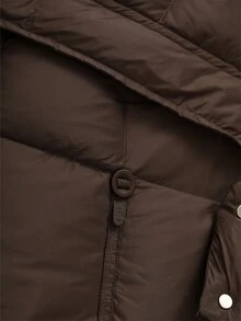 女士宽松羽绒服，保暖防风，腰部有抽绳，口袋较大，适合冬季穿着 - 咖啡棕 - 查看 5