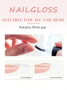 NAILGLOSS 3支装超强力指甲胶，适用于亚克力指甲、甲片、按压式指甲、假指甲，沙龙级刷涂式指甲胶，易于涂抹，持久耐用 - 無色 - 查看 4