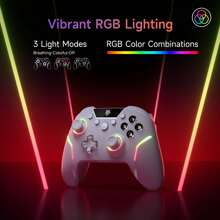 Tay cầm chơi game EasySMX X20 dành cho PC và đa nền tảng, với các nút bấm cơ học, cò bấm hiệu ứng Hall khóa kép, cần điều khiển hiệu ứng Hall có thể tháo rời hai giai đoạn, hai nút cò, 4 nút phía sau có thể lập trình, 3 chế độ kết nối (Bluetooth + Có dây + Bộ thu), đèn RGB, tốc độ phản hồi 1000Hz, pin 1000mAh, tương thích với PC/Android/IOS/NS/Máy tính bảng. - trắng - Xem 4