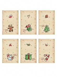 6pcs Vintage Christmas Greeting Cards - Perfect Gift For Friends, Christmas Party, Holiday Decor,Christmas - Multicolor - View 8