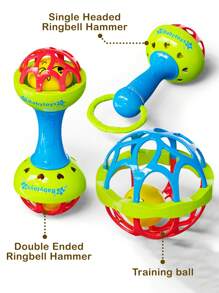 1 pezzo/2 pezzi/3 pezzi Giocattolo martello a campanello per bambini, con simpatica faccia sorridente, set combinato, martelli a campanello a singola e doppia testa, palla di addestramento, puzzle per bambini, giocattolo calmante per il sonno precoce, interazione genitore-figlio, generazione di musica, formazione all'ascolto, festival, compleanni, regali per feste, interazione per bambini, Montessori, è un set di giocattoli molto divertente e perfetto per bambini e bambine in età prescolare