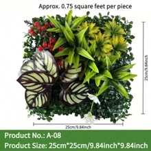 Pannelli da parete in erba artificiale, parete vegetale, decorazione da parete verde 10x10 pollici, siepe decorativa per la privacy, decorazione a parete verde per protezione dal sole, prato quadrato in plastica, decorazione da parete interna ed esterna con piante verdi simulate, decorazione da recinzione da giardino con piante simulate sullo sfondo