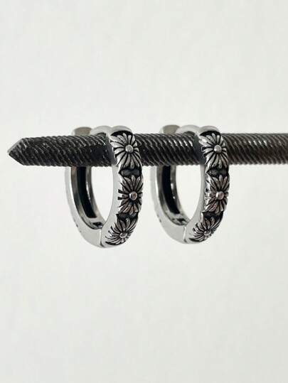 1pc Fashionable Punk Stainless Steel Minimalist Hoop Earrings For Men Daily Decoration Jewelry Gift