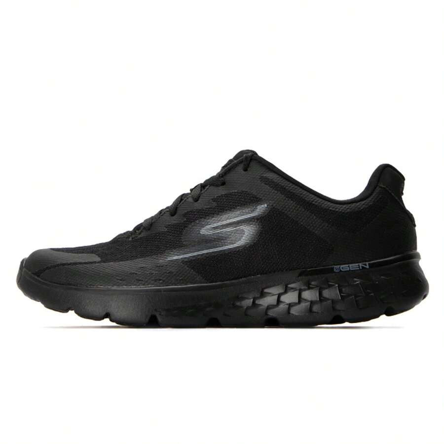 Skechers Men's Breathable Mesh Casual Sneakers, Shock-Absorbing Lightweight Running Shoes. [This Shoe Style Runs Narrow, Those With High Insteps Or Wide Feet Are Advised To Order A Half Size Up] - All Black - View 1