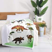 3D Dinosaur Fleece Blanket Soft Cozy Reversible Jurassic Dinosaur Printed Throw Blanket For Kids Boys Adults Printed Plush Cartoon Solid Blanket For Bed And Couch - Green/White - View 7