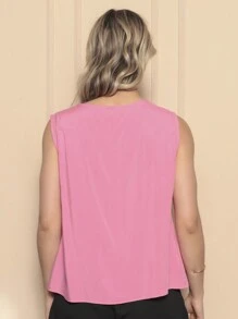ALETHEIA - LIGHT AND COMFORTABLE TANK TOP IN VISCOSE FABRIC WITH DELICATE TUBE ON THE NECKLINE - WOMEN'S TOPS SHEIN TOPS - 淺粉色 - 查看 2