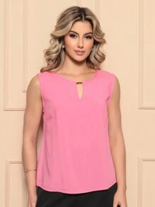 ALETHEIA - LIGHT AND COMFORTABLE TANK TOP IN VISCOSE FABRIC WITH DELICATE TUBE ON THE NECKLINE - WOMEN'S TOPS SHEIN TOPS - 淺粉色 - 查看 1