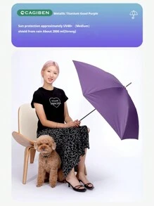 CAGIBEN 雨伞，太阳伞，防晒雨伞，超轻长柄伞，100cm伞面，防紫外线防水设计，小巧轻便，日晒雨淋皆宜，男女通用，四种颜色可选。 - 彩色 - 查看 7