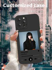 Capa protetora transparente com cobertura total e estampa personalizada de reprodutor de música (1 unidade), compatível com iPhone 17 Air 16 15 14 13 12 11 Pro Max, Galaxy S25 24 23 Ultra FE A55 54 35. Versão internacional, não é a versão nacional. - Preto - Ver 5