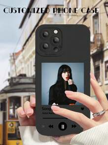 Capa protetora transparente com cobertura total e estampa personalizada de reprodutor de música (1 unidade), compatível com iPhone 17 Air 16 15 14 13 12 11 Pro Max, Galaxy S25 24 23 Ultra FE A55 54 35. Versão internacional, não é a versão nacional. - Preto - Ver 2