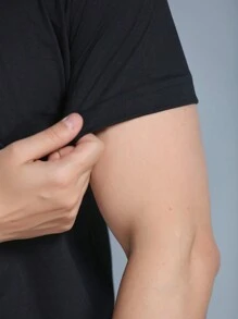 Men's Printed Short Sleeve T-Shirts 100% Cotton 30.1 Combed Mesh - 黑色 - 查看 3