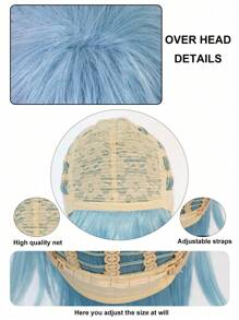 Synthetic Hair Short Blue Spiky Layered Straight Cosplay Wig With Bangs For Men Fancy Dress Glueless Heat Resistant Fiber Hair High Density Natural Looking Unisex Adults Dress Up Wig Short Straight Role Play Wig Anime Comic Cartoon Costume Wig For Party Holiday