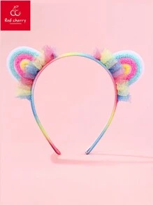 1 件女孩可爱彩虹闪光亮片网状发箍，适合日常佩戴 - 彩色 - 查看 1