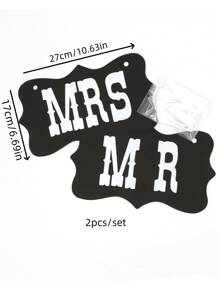 2pcs/Set Party Shooting Props, Pulling Flag, Pulling Flower, Creative Photo Props, MR MRS Card, Suitable For Wedding Party Decor, Wedding Photo Shooting, Newlywed Wedding Chair Decoration Halloween