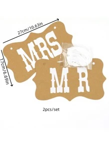 2pcs/Set Party Shooting Props, Pulling Flag, Pulling Flower, Creative Photo Props, MR MRS Card, Suitable For Wedding Party Decor, Wedding Photo Shooting, Newlywed Wedding Chair Decoration Halloween