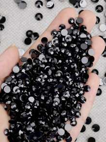 3mm/2000pcs, 4mm/1000pcs, 5mm/500pcs Pure Black Resin Rhinestones, Round Flat Resin Diamonds, For DIY Decoration On Clothes, Shoes, Bags, Cups, Phone Cases, And Crafts
