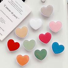 1pc Cute Solid Color Heart Shape Collapsible Expandable Multi Functional Mobile Phone Grip & Kicktand, Phone Grip Stand Holder Compatible With IPhone, Android Phone, Gift For Birthday, Family, Friends Push-Pull Phone Grip, Phone Holder, Phone Accessories - Multicolor - View 5