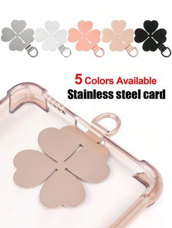 Soporte de teléfono con forma de trébol de cuatro hojas de acero inoxidable 304#, anillo de soporte de teléfono, cordón para teléfono, base de carga para funda de teléfono, regalo para madre, familia, amigos, cumpleaños, festival, decoración de teléfono, cadena de teléfono