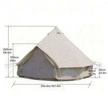 Outdoor Waterproof Glamping Yurt Oxford Canvas Bell Tent 4m/5m Tent For Event Wedding Party - Beige - View 10