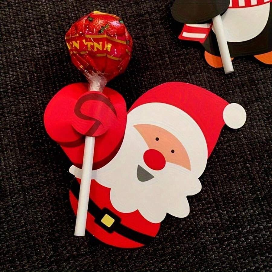 100Pack Christmas Lollipop Holder Cards Holiday Candy Decor Paper