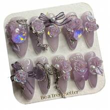 Press On Nails,JC Handcrafted Press On Nails Kit , Short Length Nail Press Ons, Durable, Easy Application, Stylish Impress Press On Nails,Perfect For Daily Wear & Special Occasions(J27) - Lilac Purple - View 1