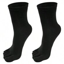 5Pairs Men's Casual Plain Color Five-Finger Socks, Breathable Comfy Split Toe Socks, Men's Socks For All Seasons - Multicolor - View 8