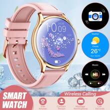 EIGIIS 男女通用智能手表，具有通话、计步器、多种运动模式、IP67 防水、睡眠记录、天气、音乐控制、秒表、1.43 英寸 AMOLED 高清全触摸圆形显示屏，兼容 Android 和 IOS