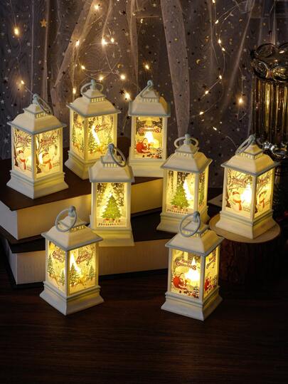 1pc Christmas Square Lantern LED Flameless Home Decor Christmas Tree Santa Claus Christmas Holiday Lantern Decor Warm Light Desktop Christmas Print Pattern Ornament Light Christmas Decoration XMAS Decor Christmas Tree Gift Decor Thanksgiving Wedding Home Decor Home Decor Fall Decor Autumn Decor Birthday Decorations For Gifts Party Supplies Indoor Outdoor Garden Holiday Festival Decor Halloween Decor Wall Decor Halloween Ornaments