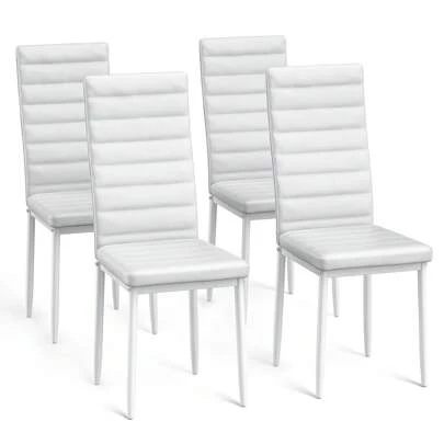 Juego de 4 sillas de comedor, juego de sillas para cocina, comedor, silla de comedor de piel sintética con diseño alto y moderno.