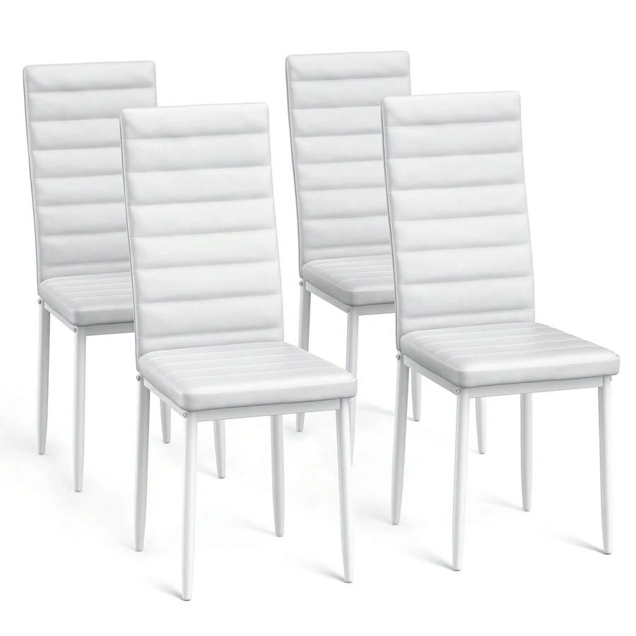 Dining Chairs Set Of 4, Dining Chair Set For Kitchen, Dining Room, Faux Leather Dining Chair With High, Modern Design - trắng - Xem 1