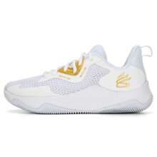 Under Armour Unisex Basketball Shoes - Curry HOVR Splash 3 Low-Top Basketball Sneakers/Recommend Ordering 0.5 Or 1 Size Up - White/Gold - View 7