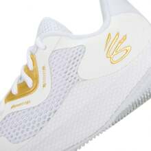 Under Armour Unisex Basketball Shoes - Curry HOVR Splash 3 Low-Top Basketball Sneakers/Recommend Ordering 0.5 Or 1 Size Up - White/Gold - View 4