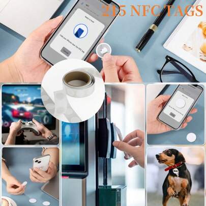 20/30/50 NFC-taggar 215 NFC-klistermärken (vita, tomma, omskrivbara), NFC 215-taggar, 25 mm runda NFC-chip, för alla NFC-aktiverade enheter