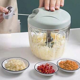 1 set de 500ml/900ml prensa de ajo manual: un molinillo que usa una máquina para hacer puré de carne tirada a mano, perfecto para preparar ajo rápidamente en casa sin necesidad de electricidad. Es un molinillo de ajo multifuncional, cortador de verduras, molinillo de ajo
