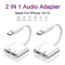 2 in 1 Typ C zu 3,5mm/Typ C Adapter Audio Aux Kabel kompatibel mit iPhone 16 Pro Max/16 Pro/16 Plus/16, iPhone 15 Pro Max/15 Pro/15 Plus/15, Kopfhörer
