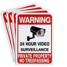 1pc Reflective Warning Sign: "Private Property - No Trespassing". Video Surveillance Notice. Outdoor Security Camera Reminder For Home CCTV. - Multicolor - View 11