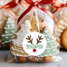 1.57Inch 100PCS Custom Christmas Stickers Merry Christmas Gift Tags Stickers Sheet Holiday Custom Name Stickers Christmas Sticky Gift Tags Labels Stickers Christmas Name Labels Kids Custom Stickers Merry Christmas Stickers Personalized Labels Adhesive Xmas Decorative Envelope Seals Stickers For Cards Gift Boxes - Multicolor - View 3