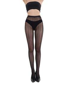 3pairs Polka Dot Pattern Black Tights For Women - Black - View 8