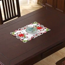 1buc, aleer de masă rafinat brodat de Crăciun, proces de golire manuală, potrivit pentru decorarea biroului de vacanță și adunarea de petreceri, amenajarea sufrageriei și a sufrageriei.
