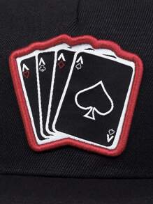 1pc Men's Fashionable Poker A Embroidery Hip Hop Cap, Fashionable Outdoor Adjustable Sun Protection Unisex Baseball Cap Snapback Hat For Spring And Autumn Travel, Beach Party Halloween