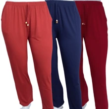 Women's Pants With Side Pocket Plain Lycra Mesh Ladies Loose Comfortable. - Azul - Ver 1