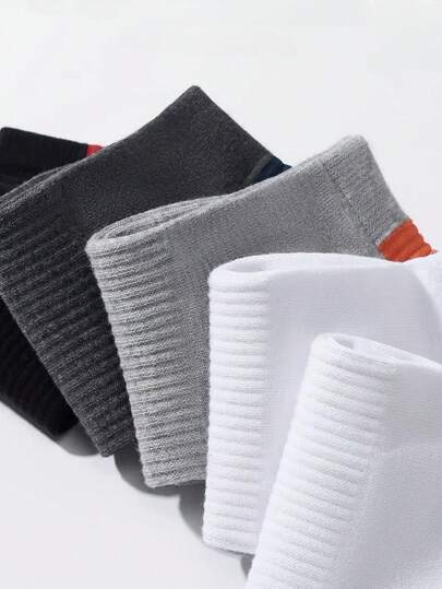 5 Pairs Men's Casual Sports Socks, Extra Stretchy Elastic Waist, Breathable Odor-Resistant Anti-Bacterial, Suitable For Daily Life