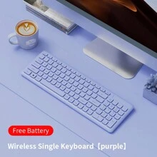 Women's Office Wireless Keyboard Mute Computer Highly Attractive Purple Portable Small Laptop External Keyboard And Mouse Set - 2.4G Wireless Single Keyboard - View 12