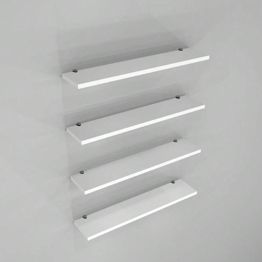 kit 4 Prateleiras Decorativas Grandes Nicho 60 x 15 MDF - Branco - Visão 1