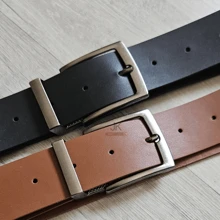 Kit Of 2 Men's Formal And Casual Belts For Pants 34 To 60 Plus Size Adjustable Slim Premium - 3.35cm焦糖黑 - 查看 2